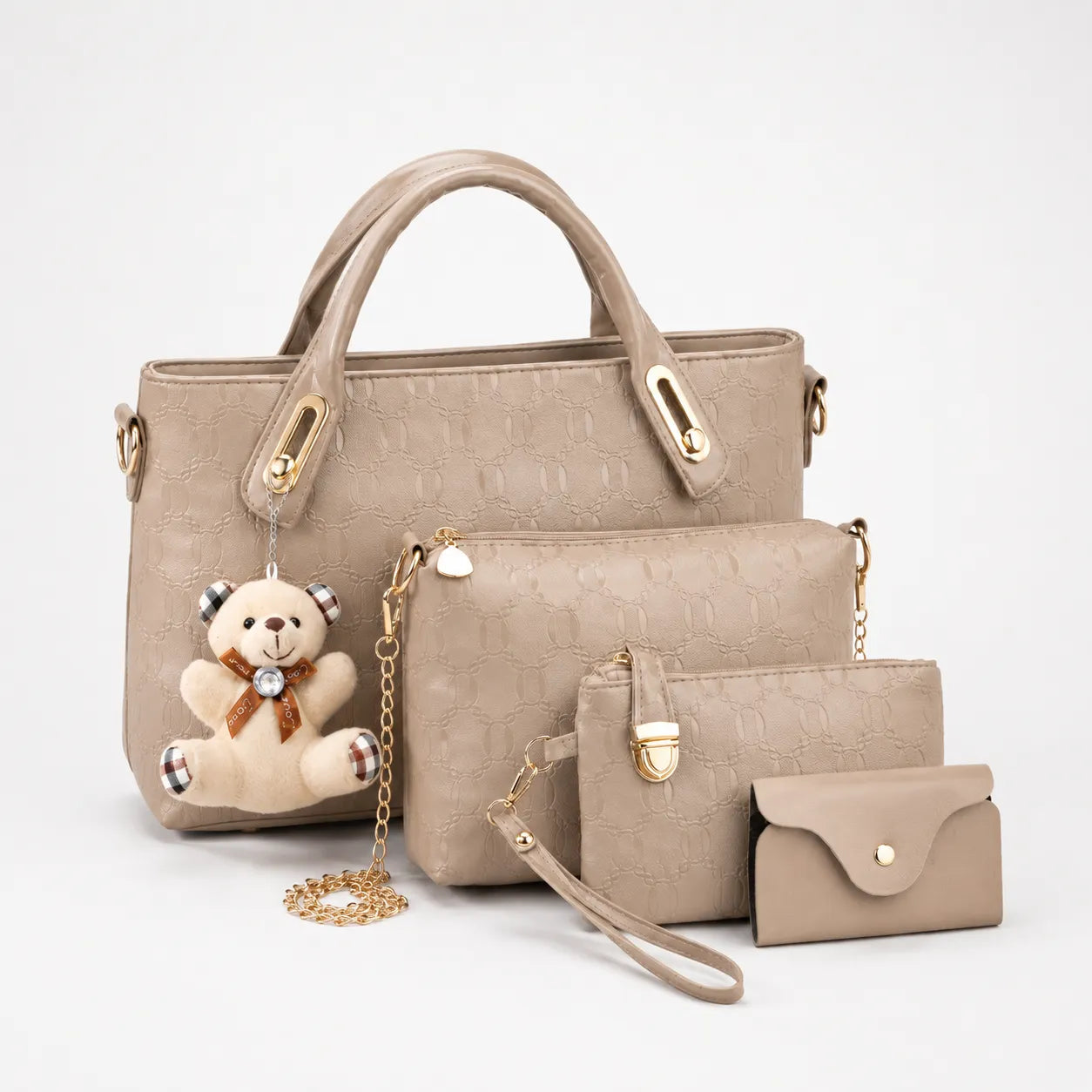 Belluna – 4-Piece Matching Handbag Set, Leather Tote Crossbody Pouch Card Holder