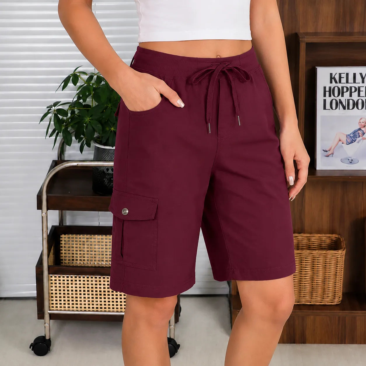 Brevelle – Quick-Dry Cargo Shorts for Women with 6 Pockets and Drawstring Waist