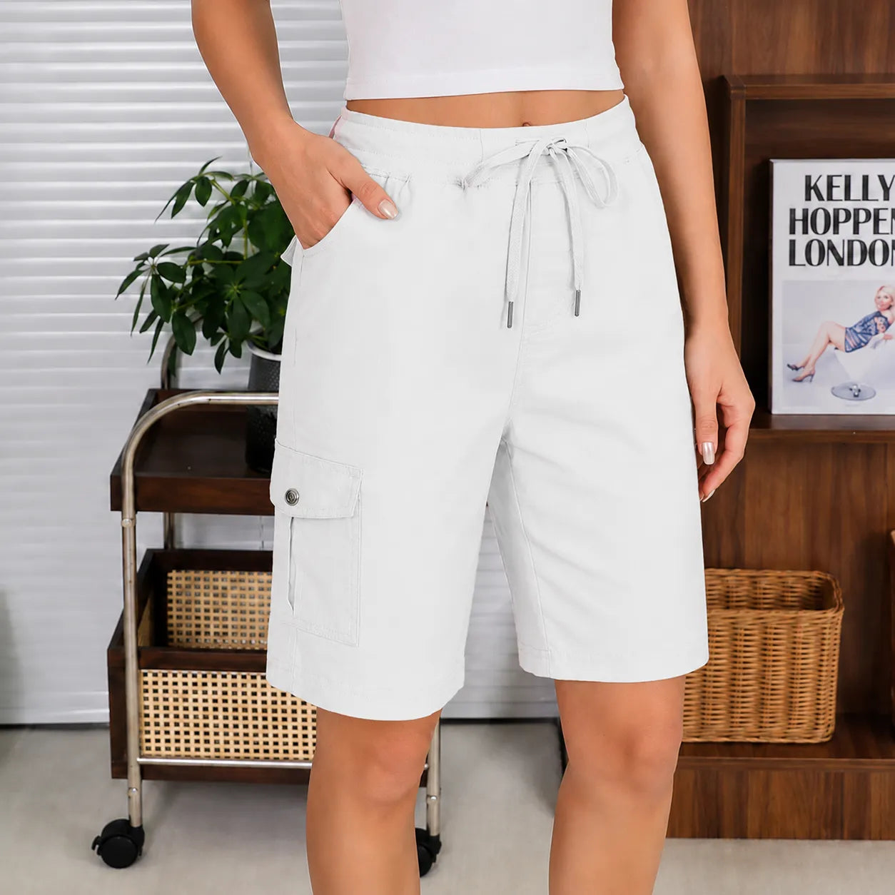 Brevelle – Quick-Dry Cargo Shorts for Women with 6 Pockets and Drawstring Waist