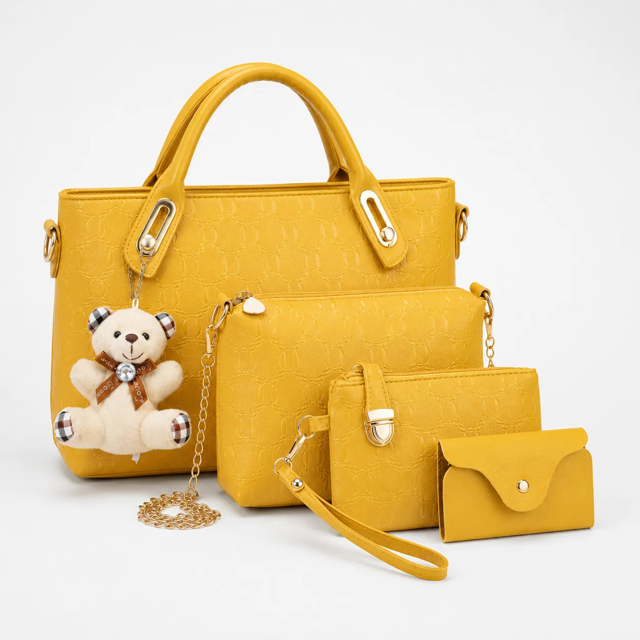 Belluna – 4-Piece Matching Handbag Set, Leather Tote Crossbody Pouch Card Holder