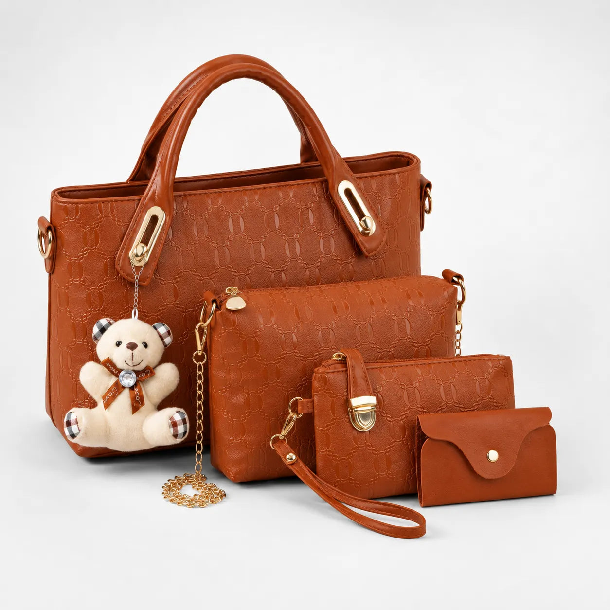 Belluna – 4-Piece Matching Handbag Set, Leather Tote Crossbody Pouch Card Holder