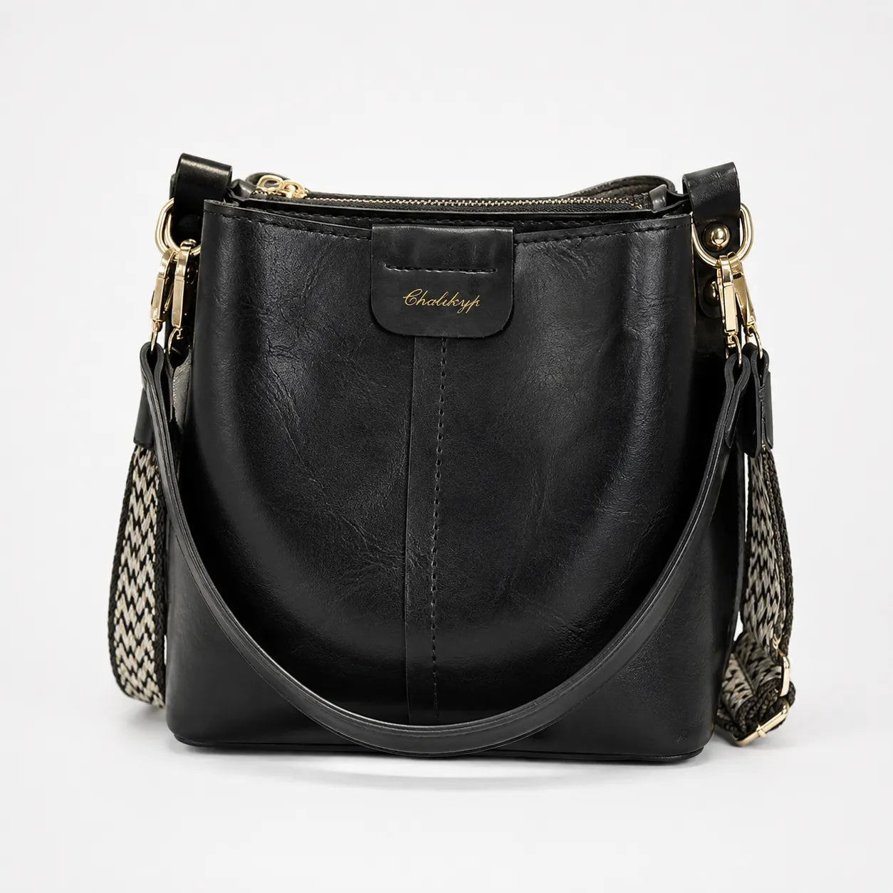 Bellora – Vintage Bucket Shoulder Bag with Woven Strap