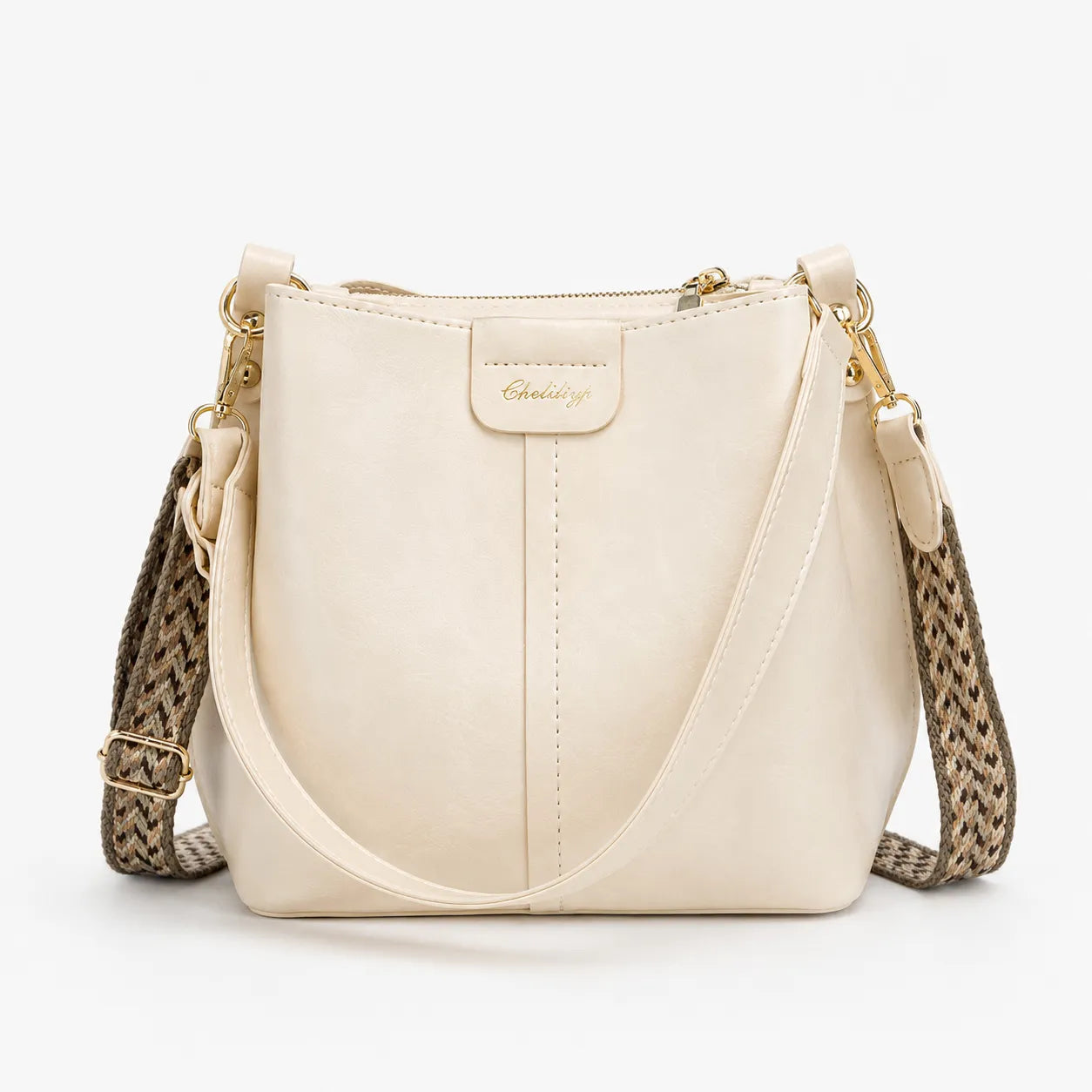Bellora – Vintage Bucket Shoulder Bag with Woven Strap