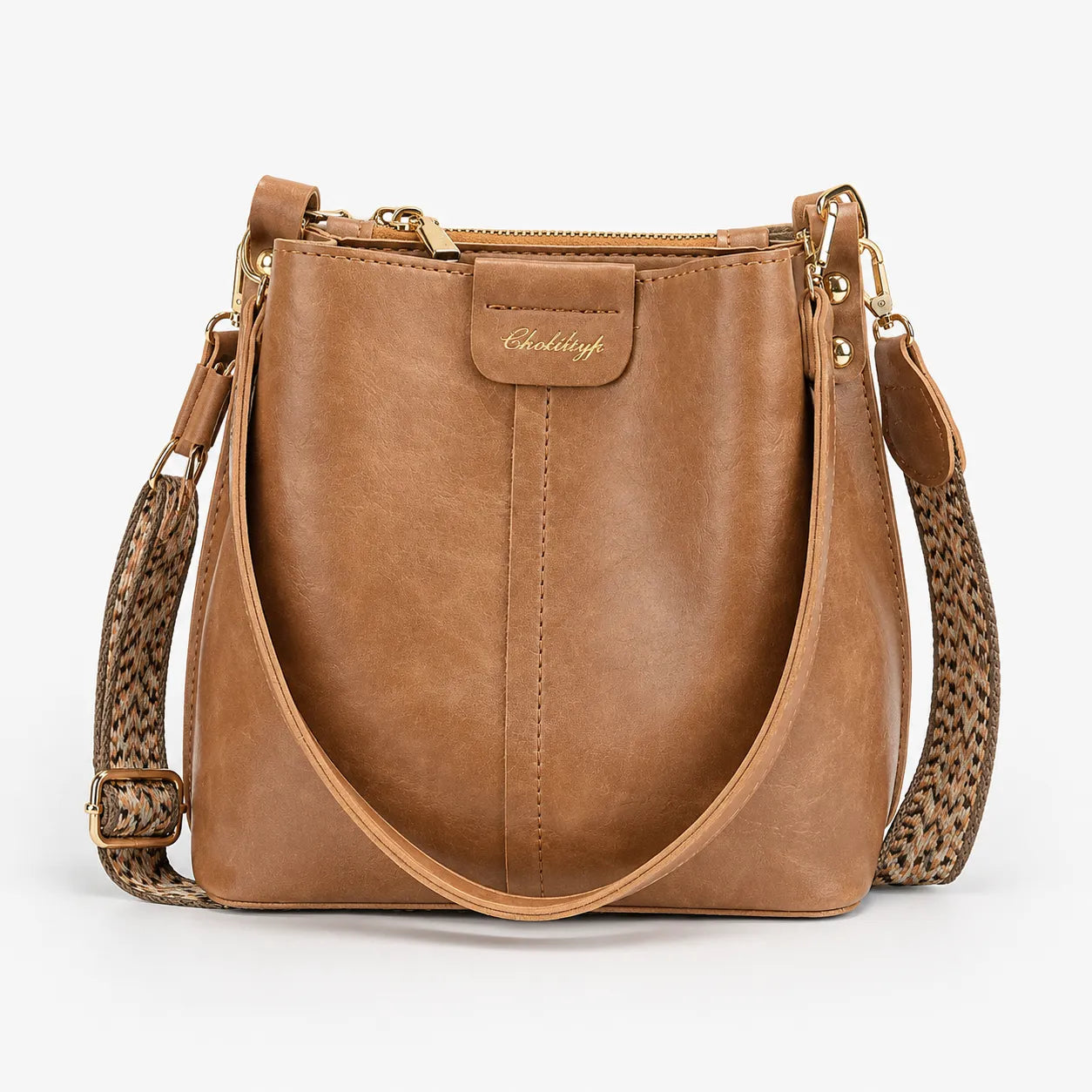 Bellora – Vintage Bucket Shoulder Bag with Woven Strap