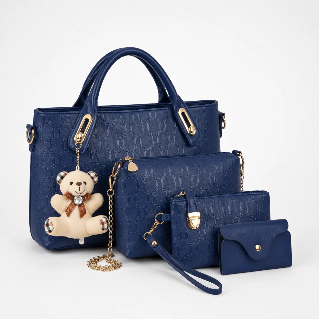 Belluna – 4-Piece Matching Handbag Set, Leather Tote Crossbody Pouch Card Holder