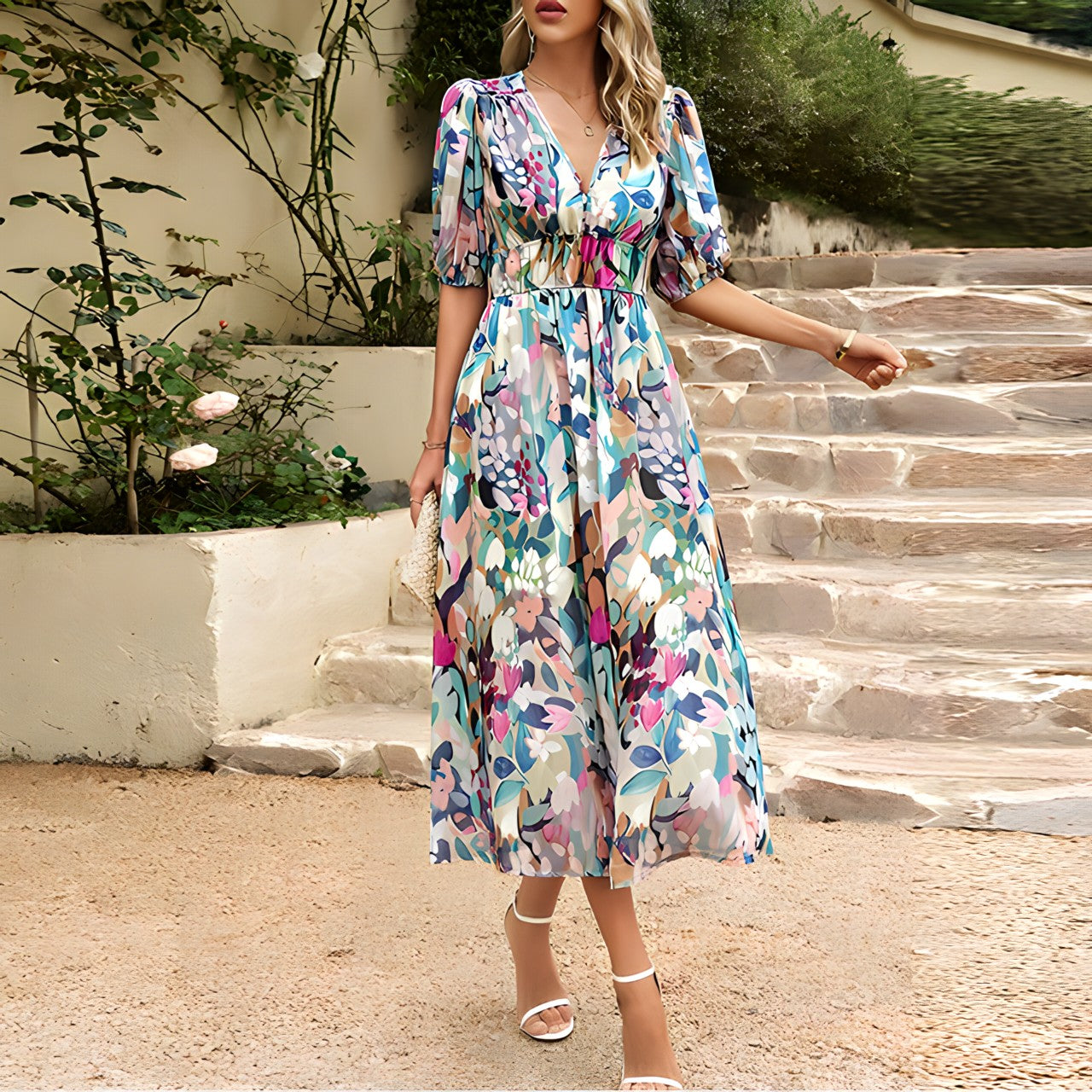 Isolde | V-Neck Midi Dress