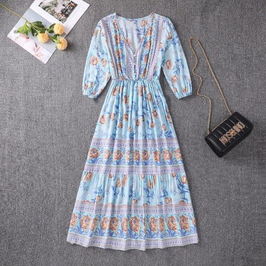 Mica | Floral Boho Midi Dress