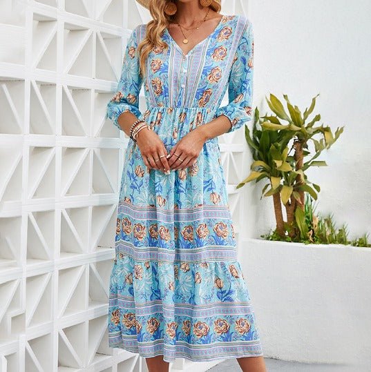 Mica | Floral Boho Midi Dress