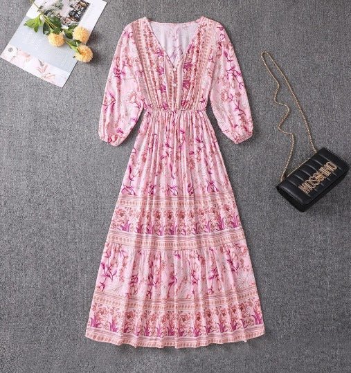 Mica | Floral Boho Midi Dress