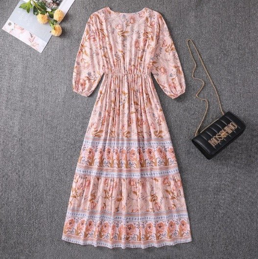 Mica | Floral Boho Midi Dress