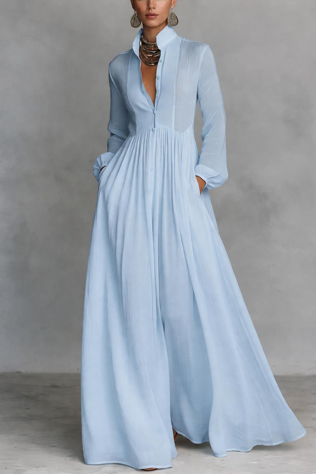 Serena | Long Buttoned Fluid Dress