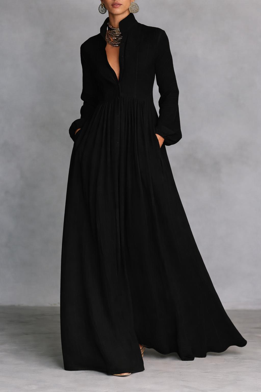 Serena | Long Buttoned Fluid Dress