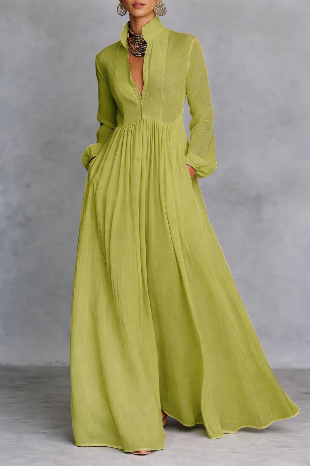 Serena | Long Buttoned Fluid Dress