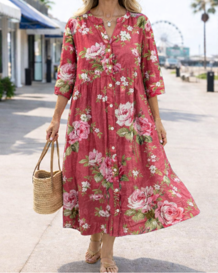 Rosalie | Floral Button Relaxed Dress
