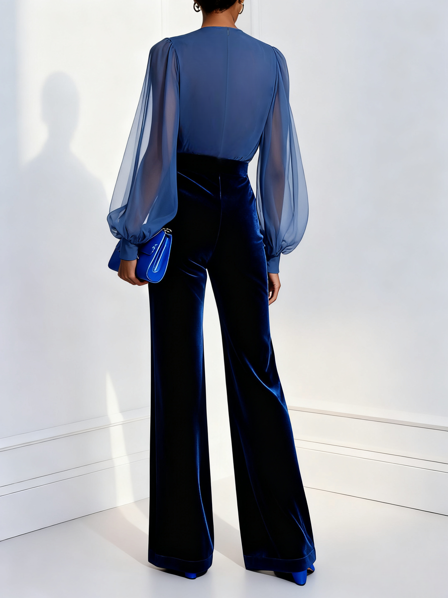 Parisa - Jumpsuit with V-Neck and Long Sleeves