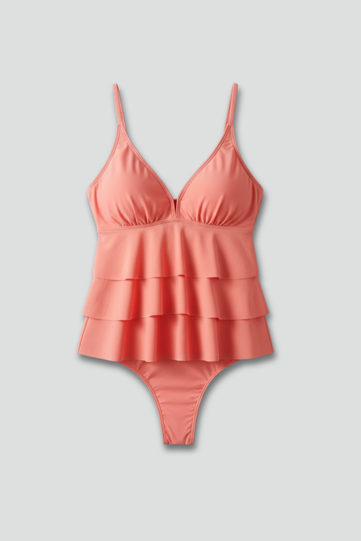 Morgan | Women’s V-Neck Tiered Ruffle Tankini Set