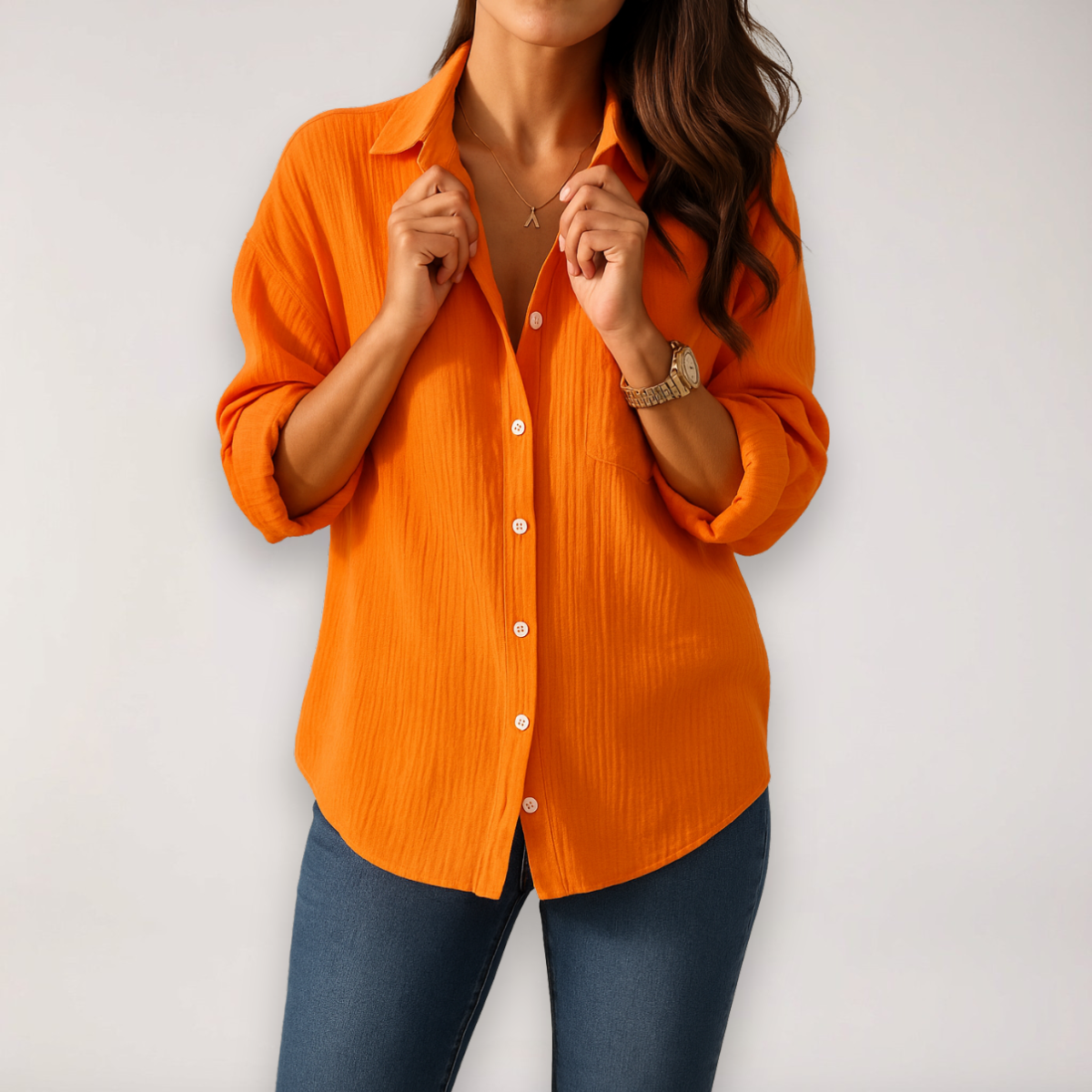 Hazel | Women’s Button Front Roll Up Shirt