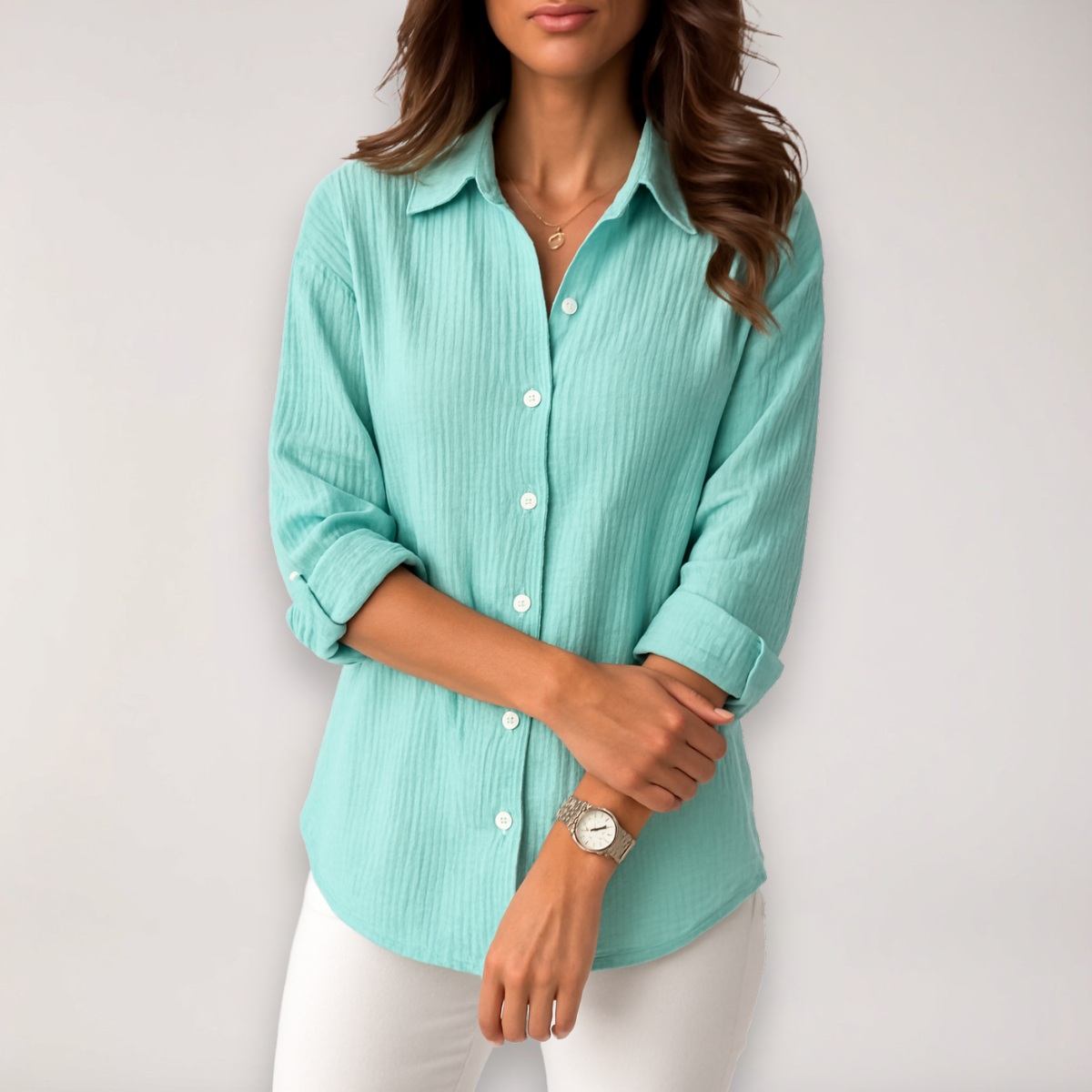 Hazel | Women’s Button Front Roll Up Shirt
