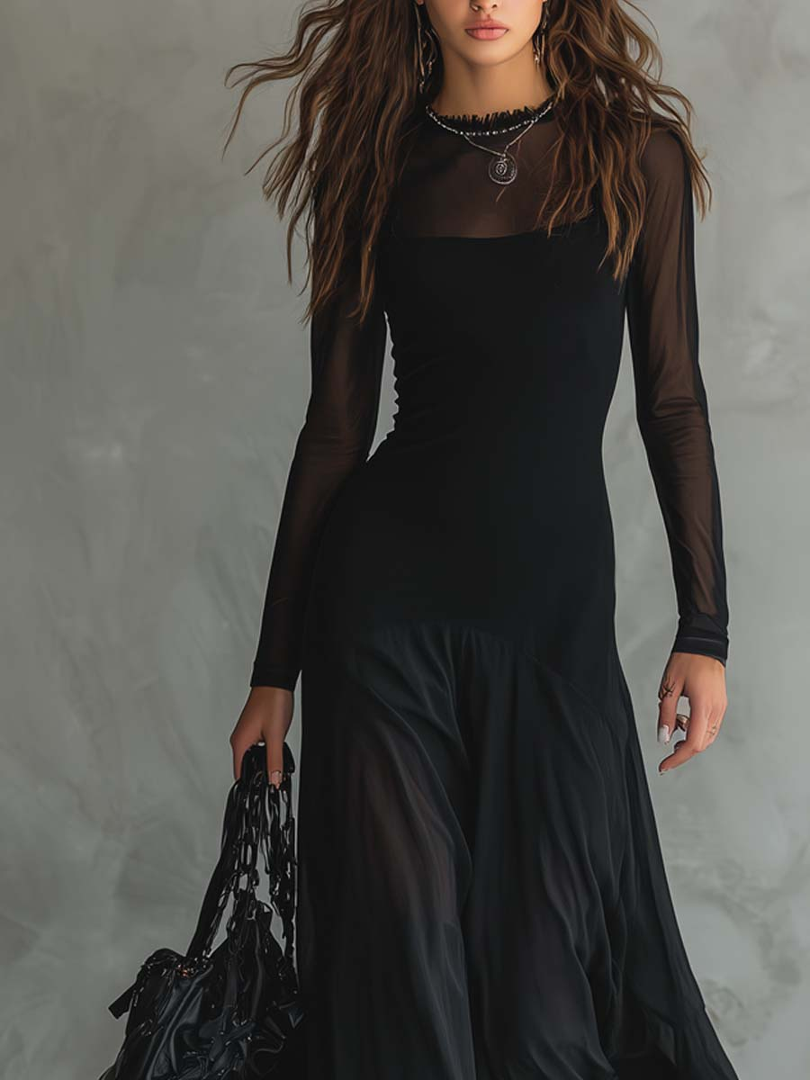Neroa • Maxi dress with a loose fit in black tulle