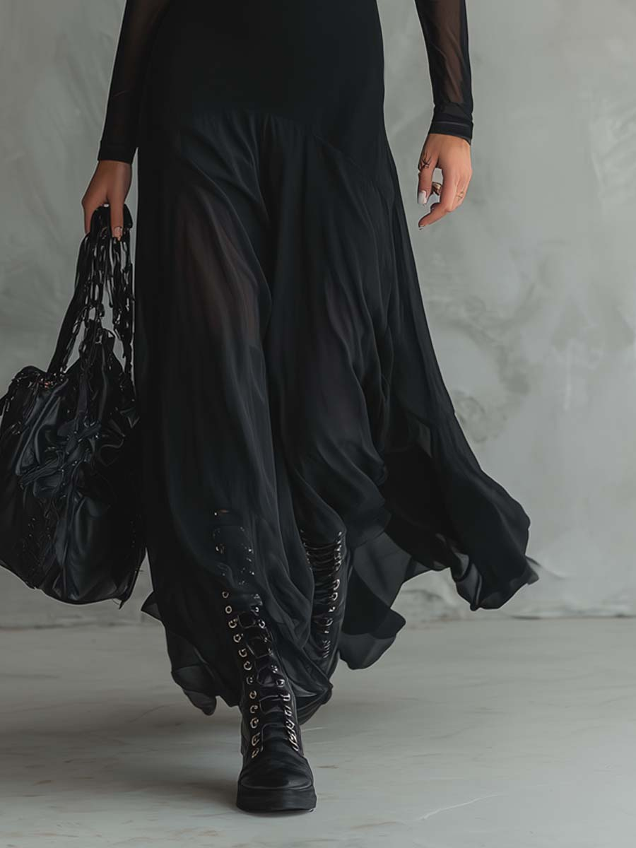 Neroa • Maxi dress with a loose fit in black tulle