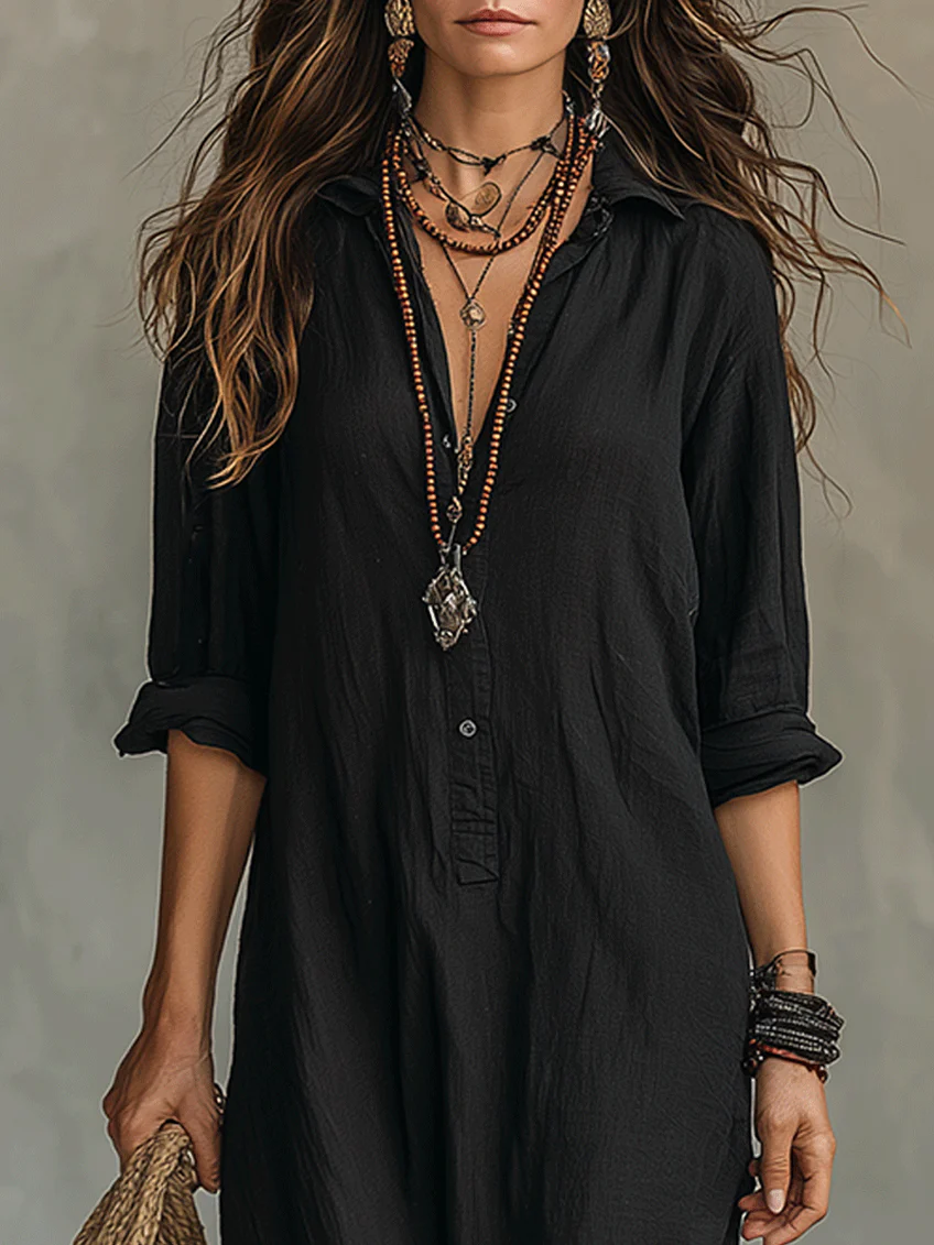 Soline | Maxi Fluid Dress with Front Buttons