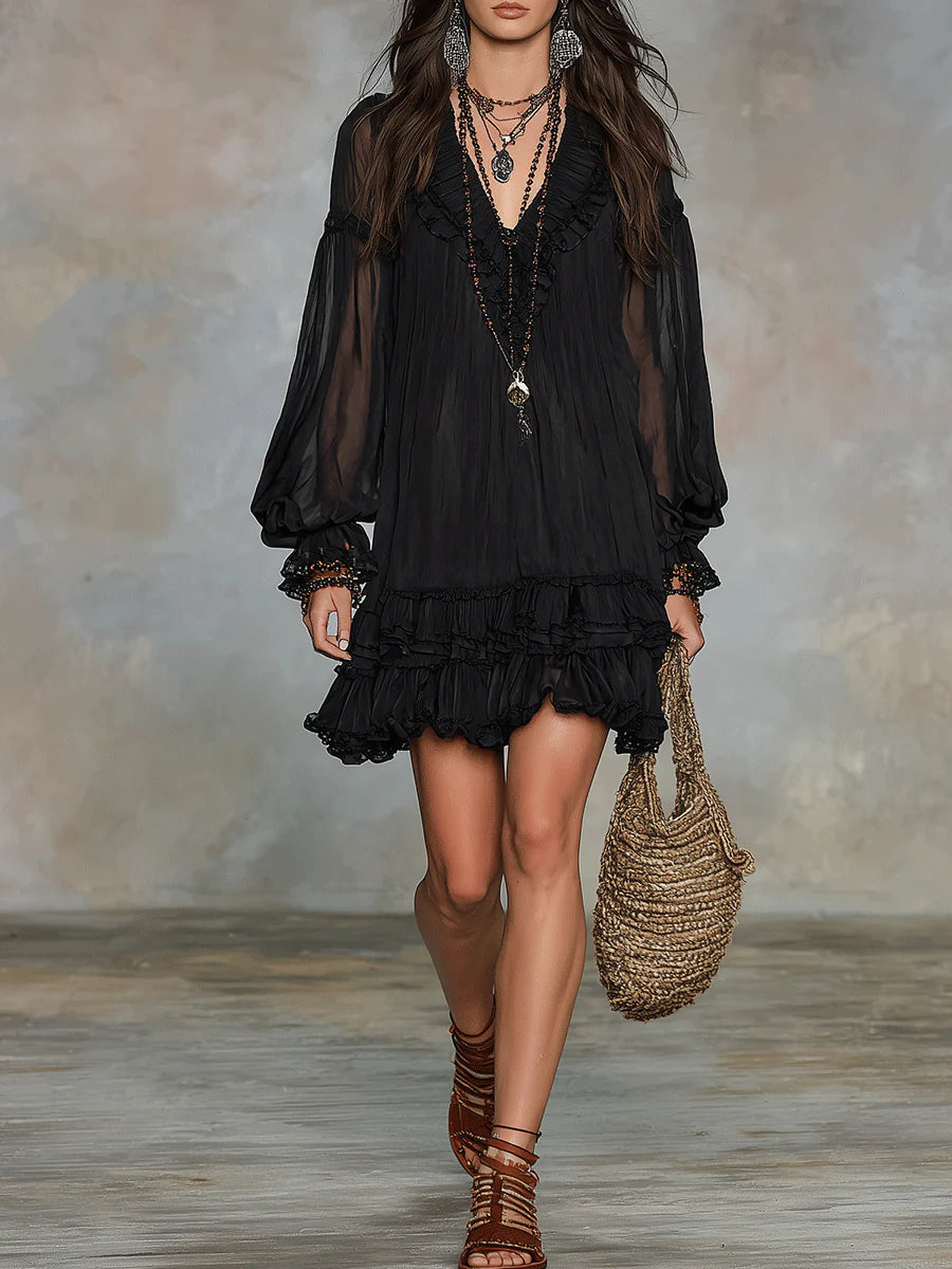 Linda | Black Mini Slimming Dress