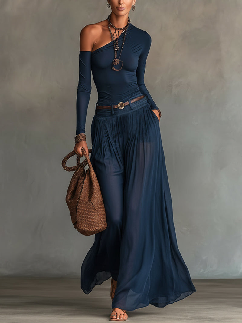 Monica | Navy Blue Tulle Slimming Set