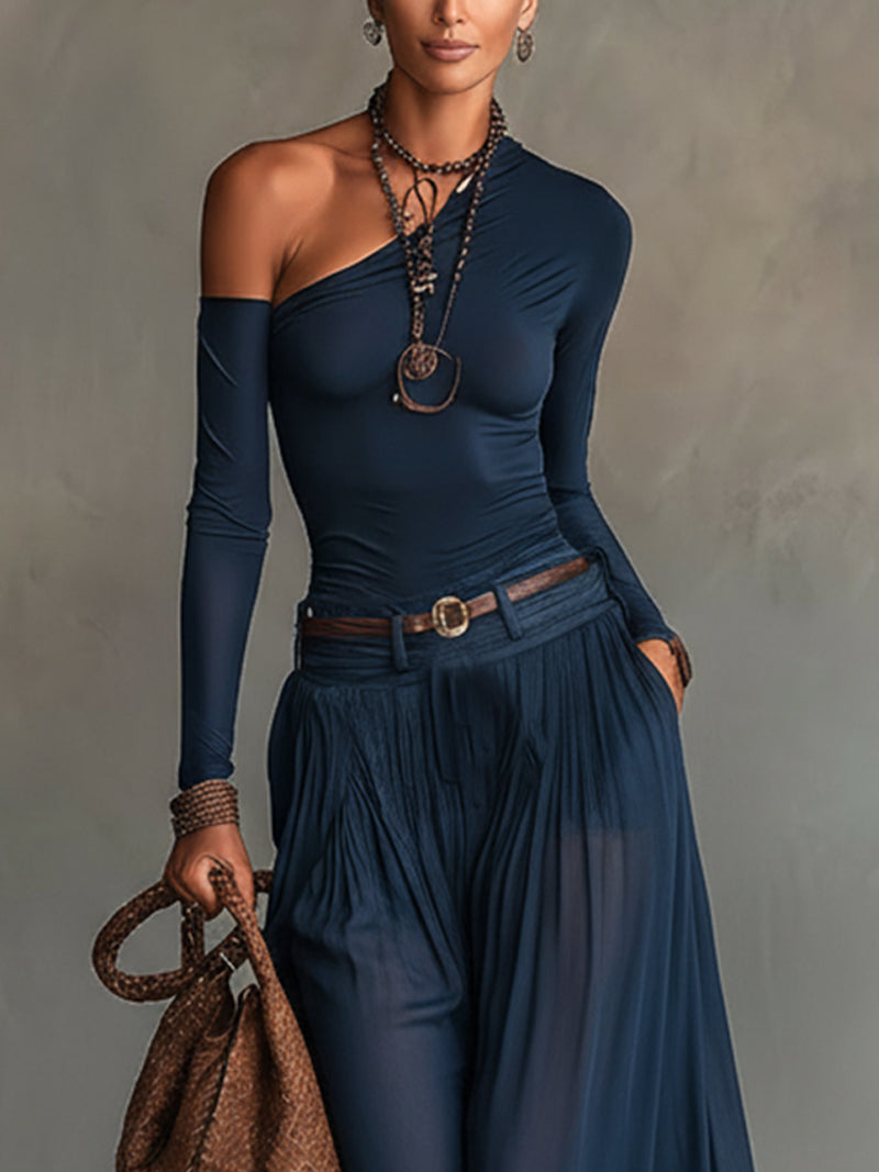 Monica | Navy Blue Tulle Slimming Set