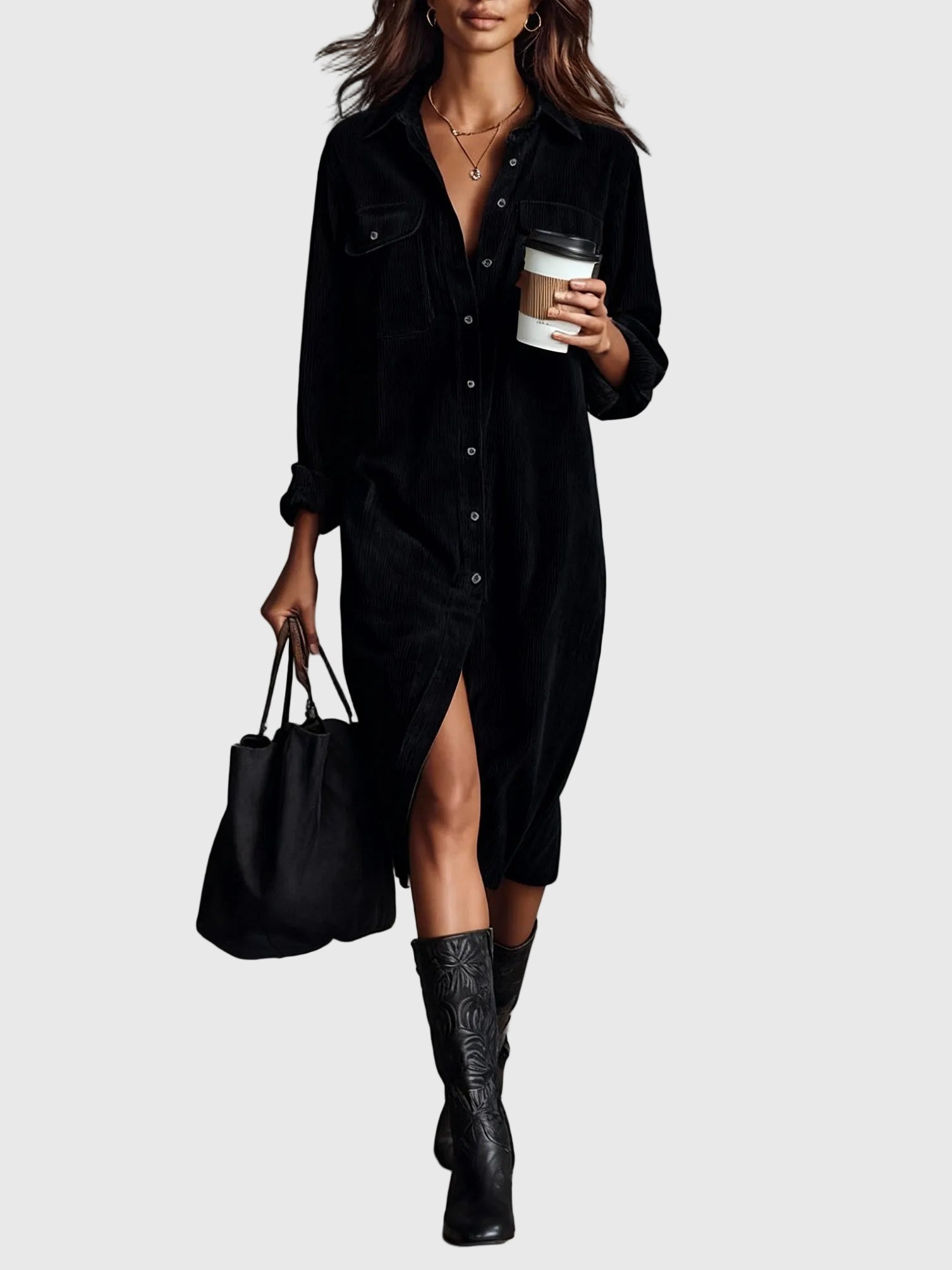 Clara | Midi Corduroy Dress
