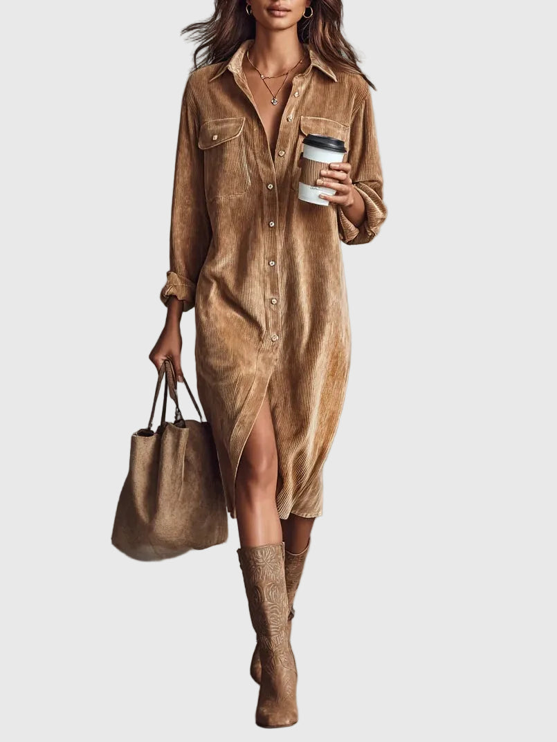 Clara | Midi Corduroy Dress