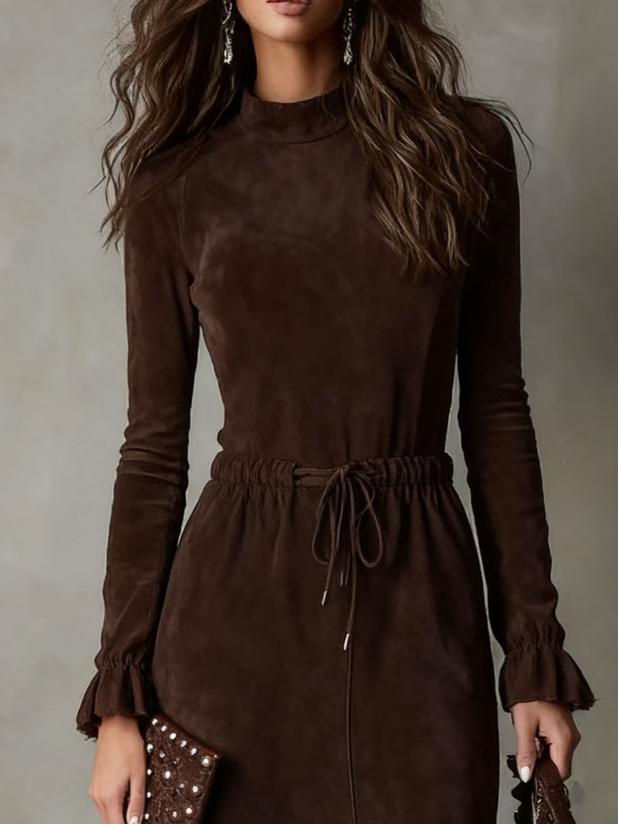Anna | Elegant Suede Midi Dress