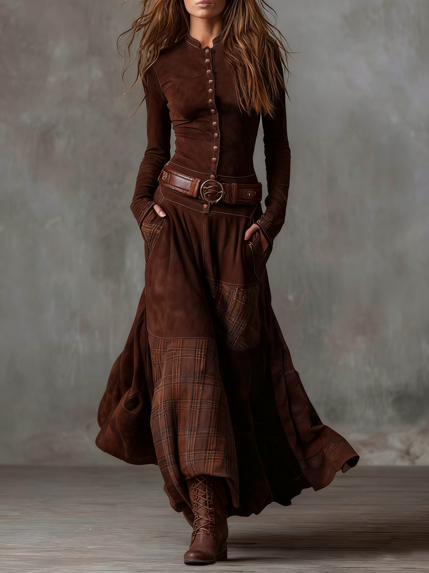 Zoraya | Long Dress with Artisan Panels