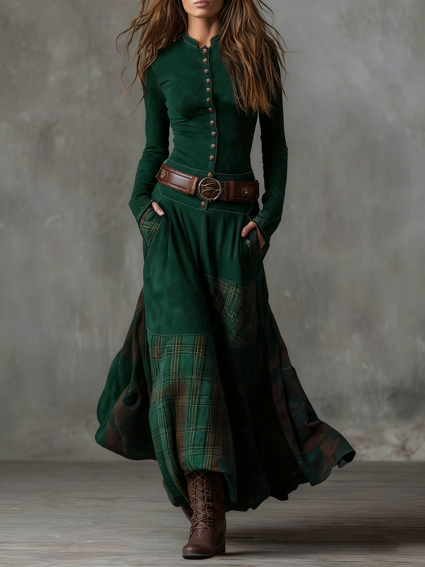 Zoraya | Long Dress with Artisan Panels