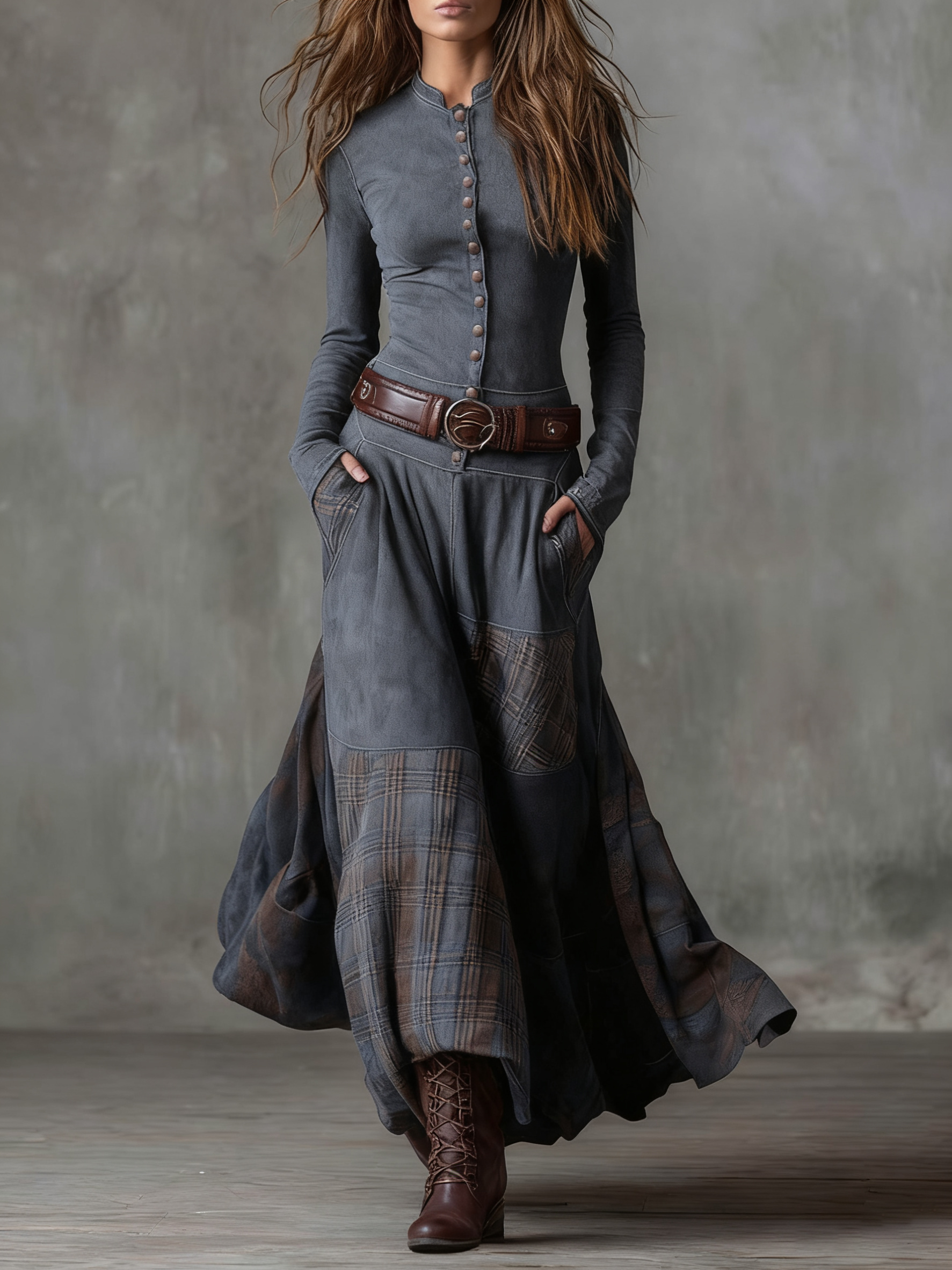 Zoraya | Long Dress with Artisan Panels