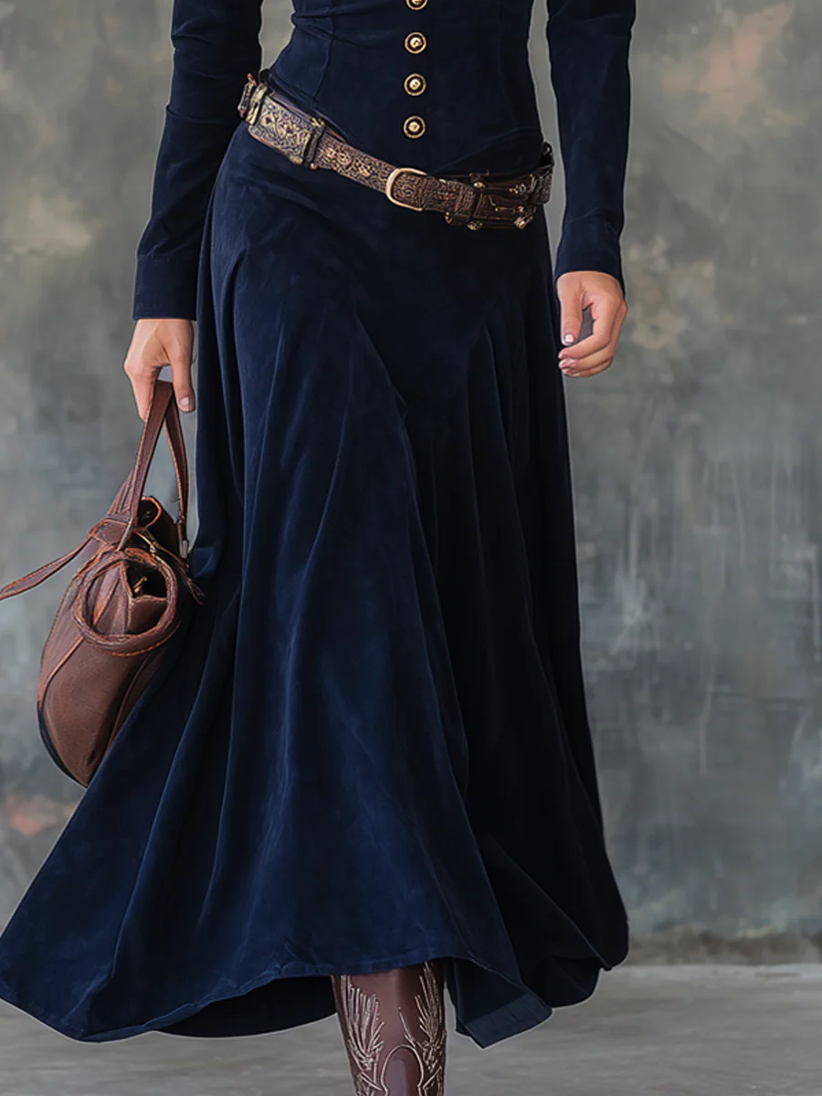 Jilana™ | Suede Maxi Dress with Slit