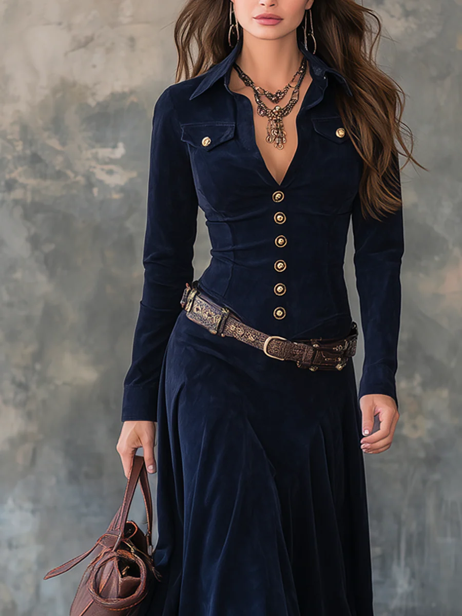 Jilana™ | Suede Maxi Dress with Slit