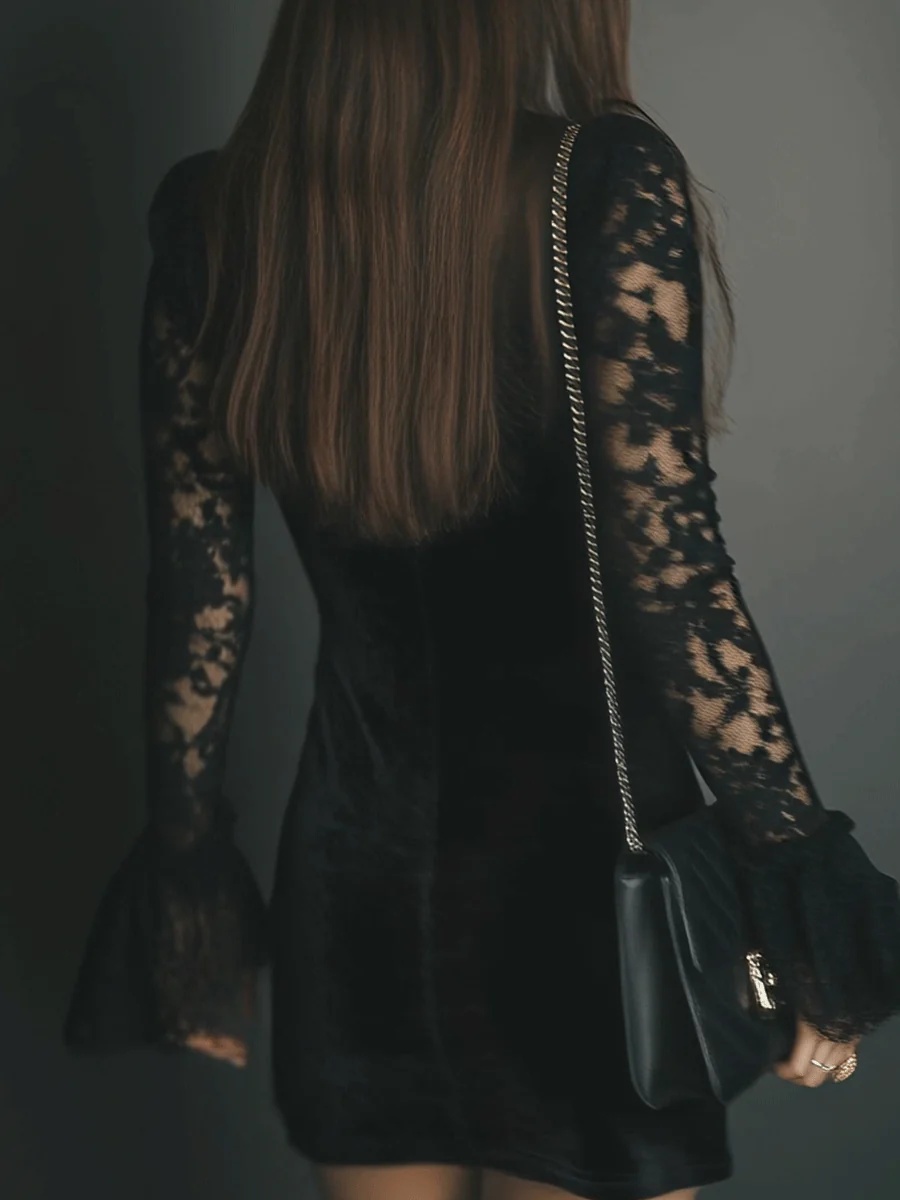 Orinthia™ | Velvet Mini Dress with Lace