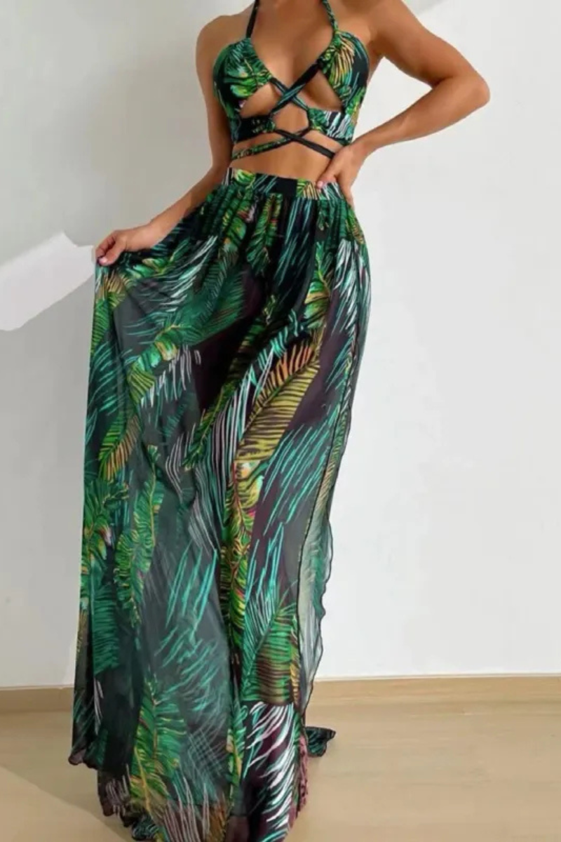 Zandria | Blouse Skirt in Gaze Three-Piece Swimsuit