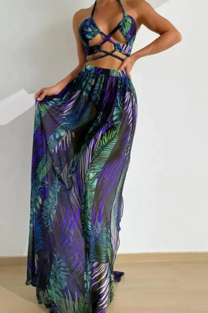 Zandria | Blouse Skirt in Gaze Three-Piece Swimsuit