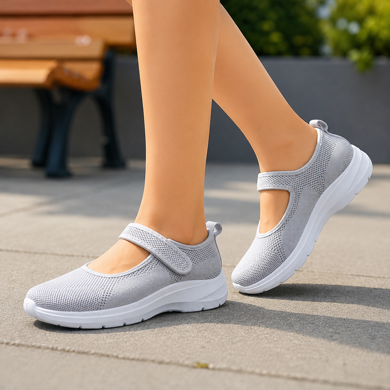 Elevana – Breathable Mesh Adjustable-Strap Platform Sneaker