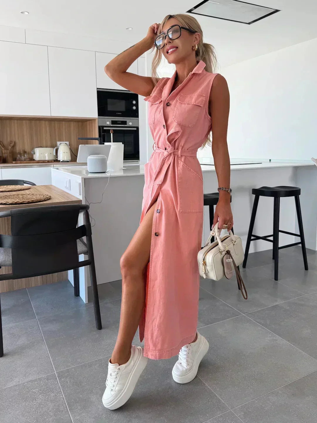 Maxi Denim Dress - Fluid and Timeless Cut