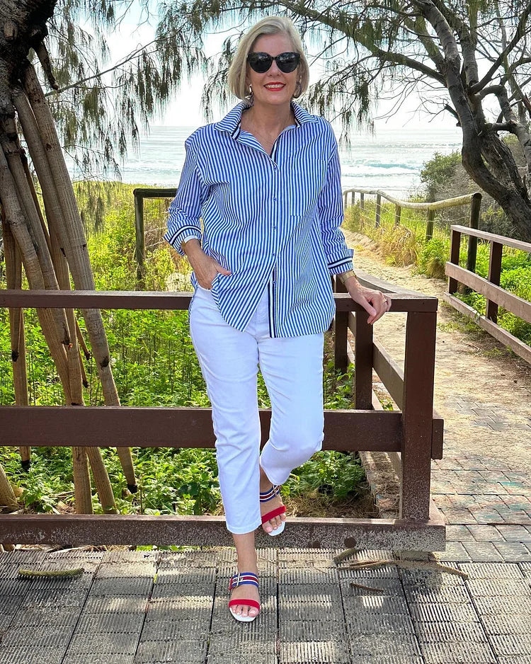 Jasmine | Women’s Classic Striped Button Shirt