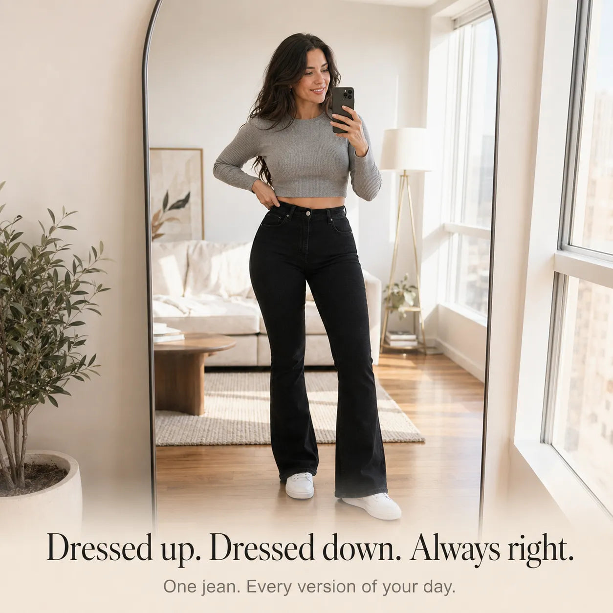 Curvella – High Waist Stretch Flare Jeans for Women, Butt-Lifting Bootcut Denim