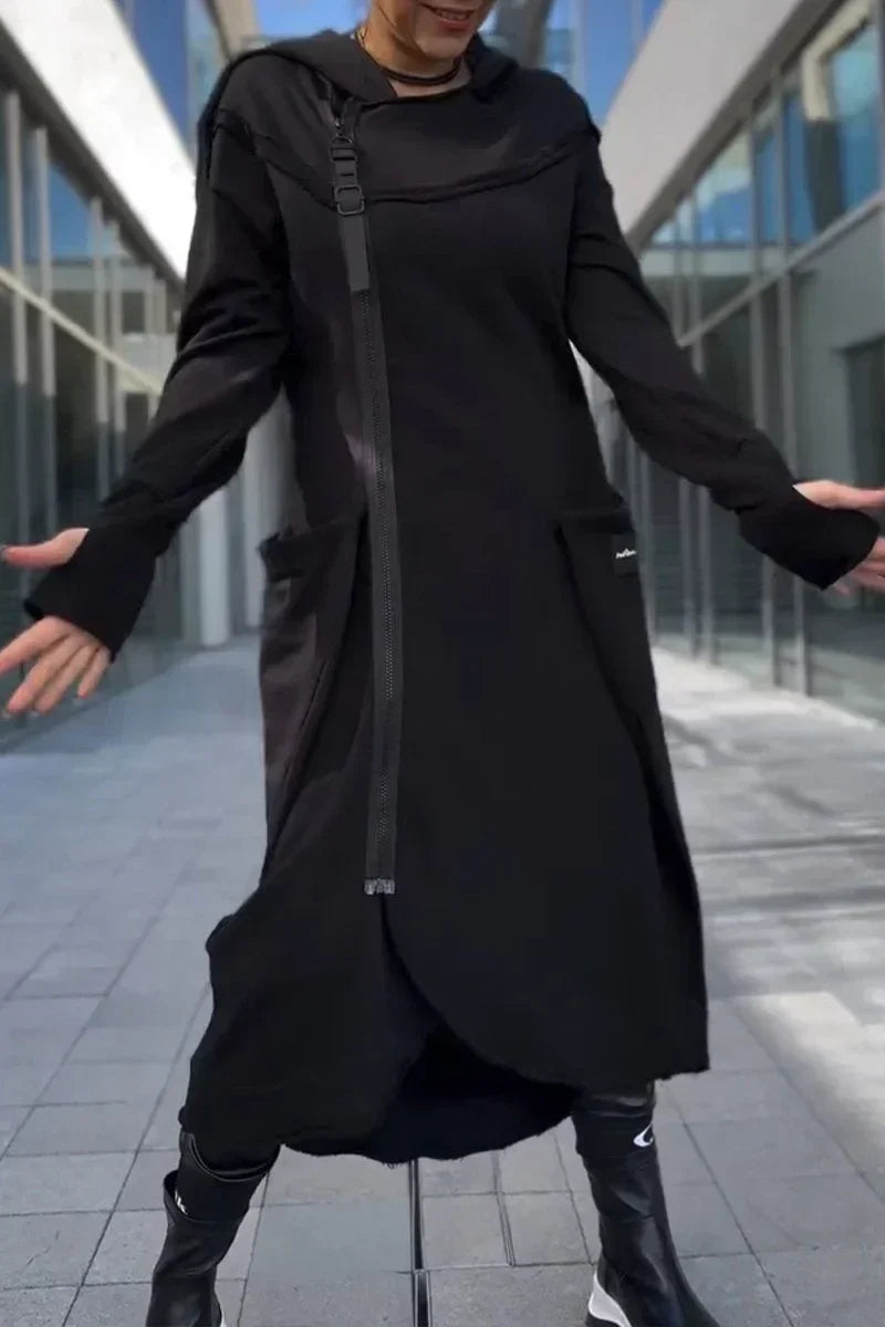RILEY – FUTURISTIC HOODED LONG COAT