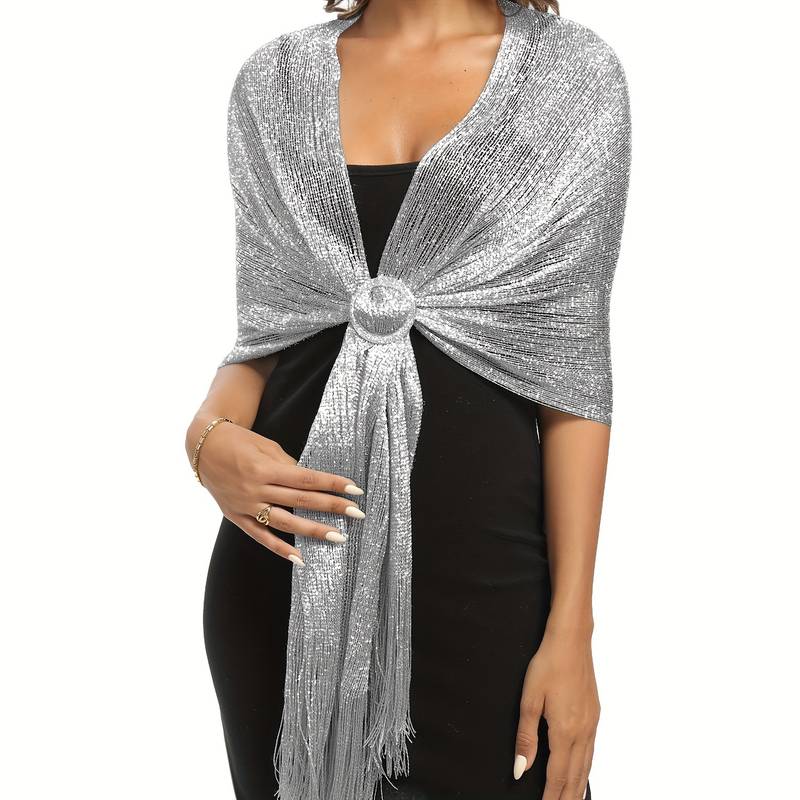 Shoshana - Elegant Decorative Shawl Lace Tassel With Metallic Scarves