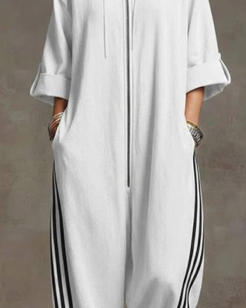 Leonora™ | Striped Tracksuit, Sporty Style with Zipper