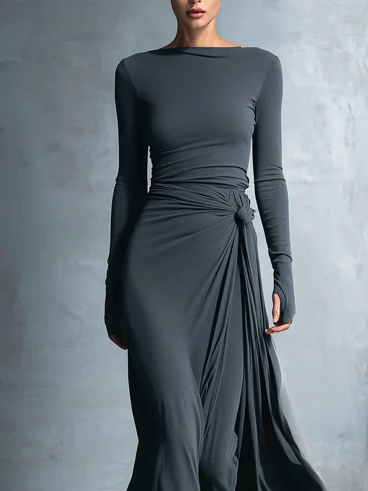 Elegant Jersey Maxi Dress with Wrap Knot