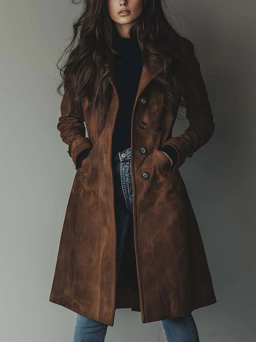 Vintage Faux Suede Trench Coat