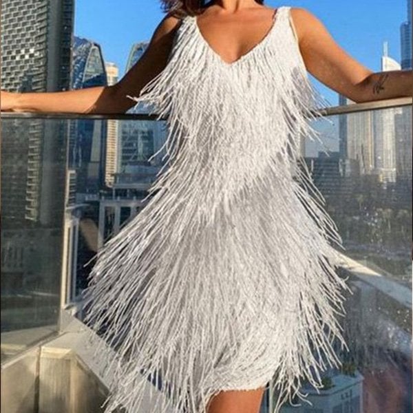 Fringella™ | Elegant Fringe Party Dress