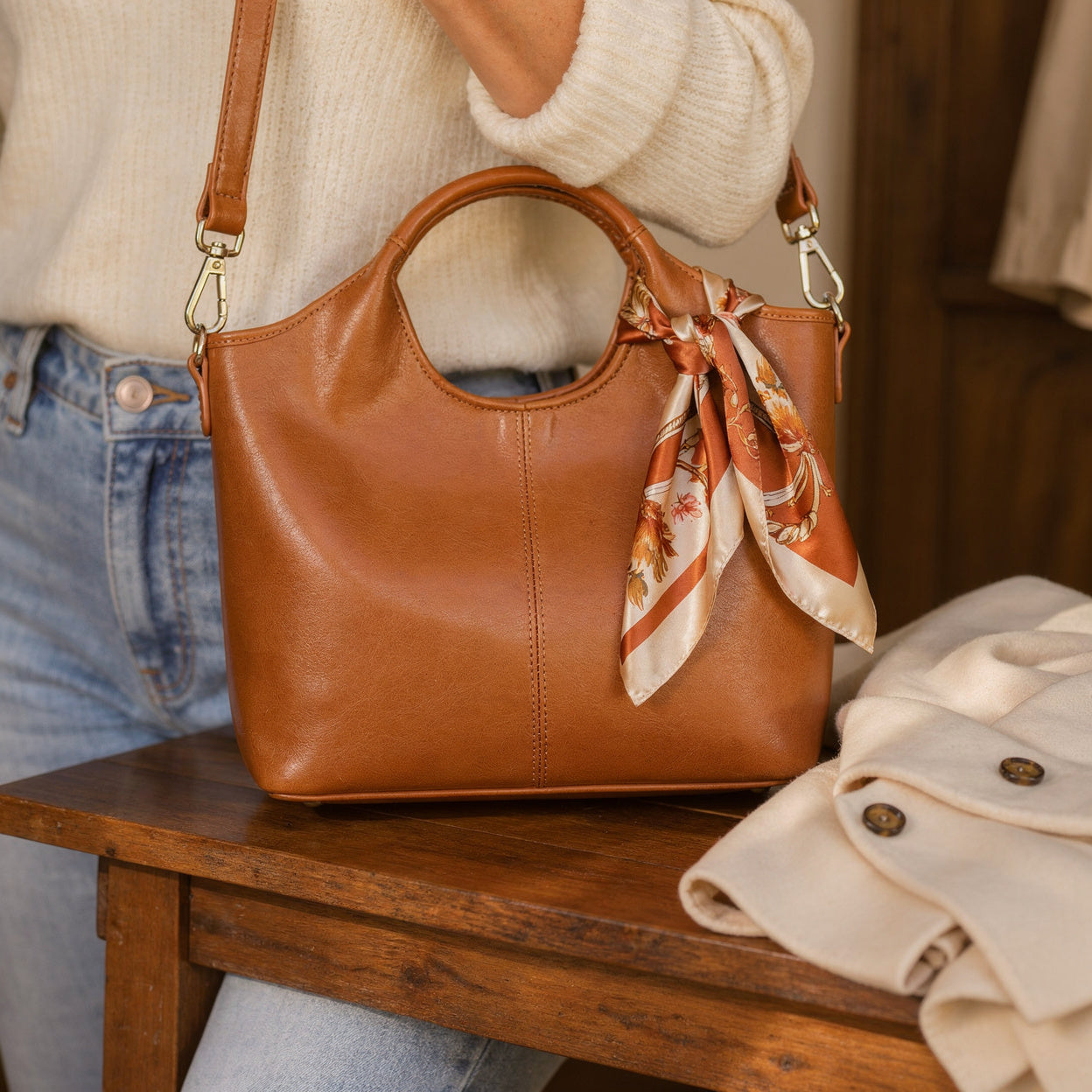 Halona – Sculpted Soft Leather Tote Bag